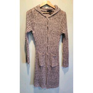Y2K Vtg Rampage Gray Mohair Blend Hooded Long Cardigan Sweater Sz L